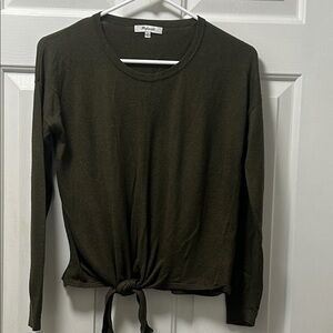 Madewell Modern Tie front Olive Green Sweater Size Medium